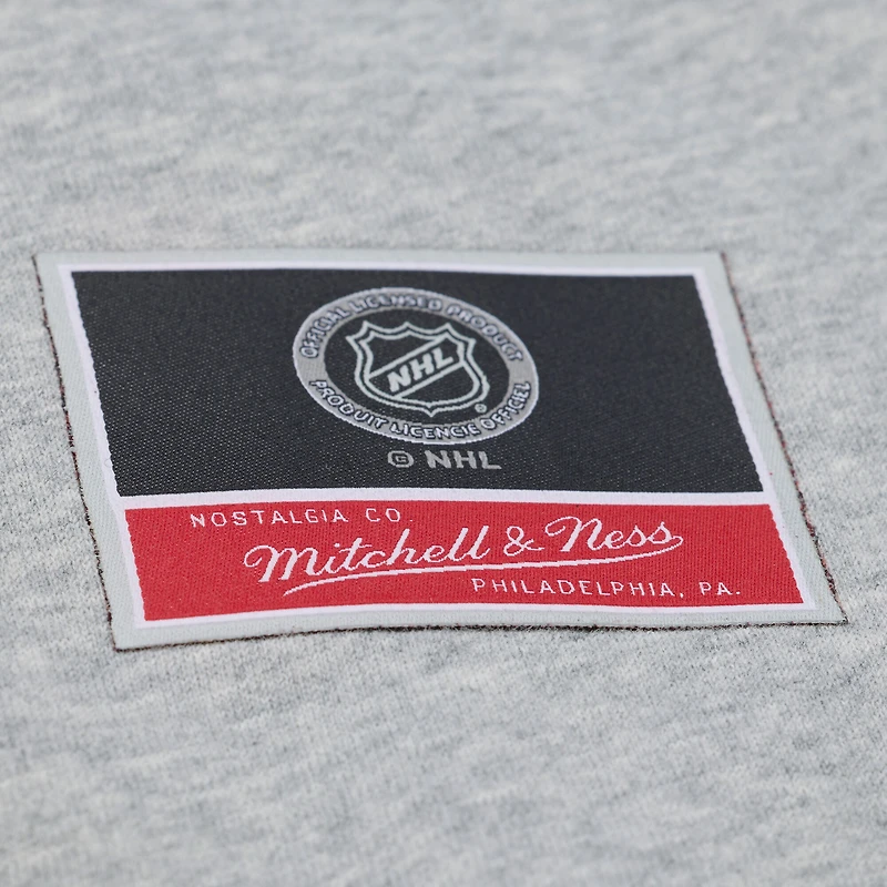 Women's Mitchell & Ness Heather Gray Anaheim Ducks Hockey Night Sweatshirt