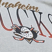 Women's Mitchell & Ness  Heather Gray Anaheim Ducks Hockey Night Sweatshirt