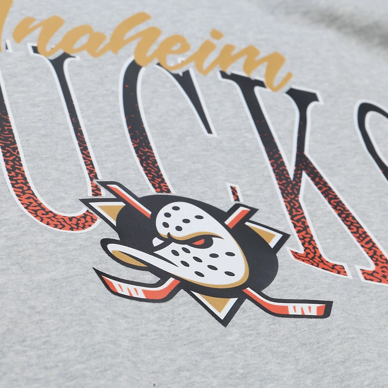 Sweat-shirt Mitchell & Ness gris chiné pour femme, motif Hockey Night des Ducks d'Anaheim