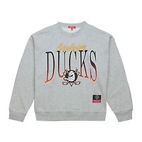 Sweat-shirt Mitchell & Ness gris chiné pour femme, motif Hockey Night des Ducks d'Anaheim