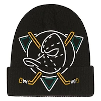 Youth Mitchell & Ness  Black Anaheim Ducks Neon Line Lights Cuffed Knit Hat