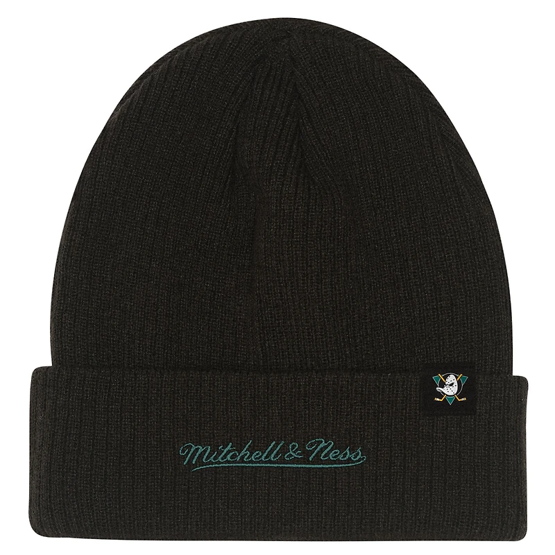 Youth Mitchell & Ness  Black Anaheim Ducks Neon Line Lights Cuffed Knit Hat