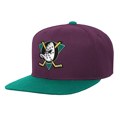 Casquette Snapback bicolore Core Team pour jeunes Mitchell & Ness marron/vert des Ducks d'Anaheim