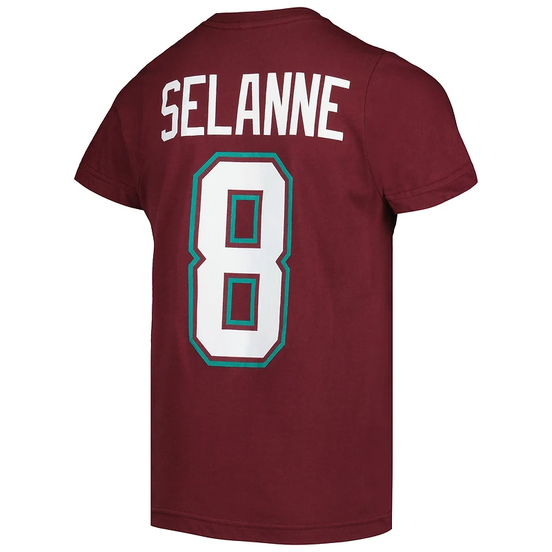 T-shirt avec nom et numéro des Ducks d'Anaheim Mitchell & Ness Teemu Selanne Garnet pour jeunes