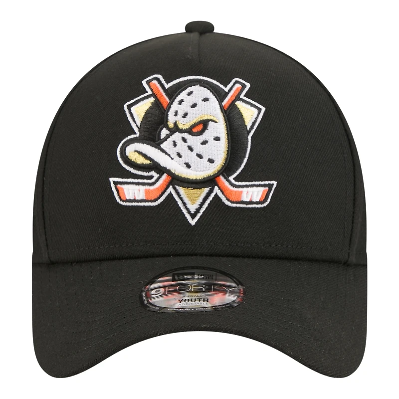 Casquette ajustable New Era noire Anaheim Ducks 9FORTY pour jeunes