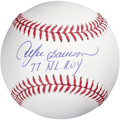 Ballon de baseball autographié par André Dawson avec l'inscription « 77 NL ROY »