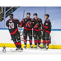 Andrei Svechnikov Carolina Hurricanes Unsigned 2020 Stanley Cup Qualifiers Game 2 Hat Trick Goal Celebration vs. New York Rangers Photograph