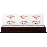 Vitrine antique en acajou pour trois balles de baseball