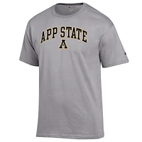 T-shirt à logo Arch Over pour homme Champion Heather Grey Appalachian State Mountaineers