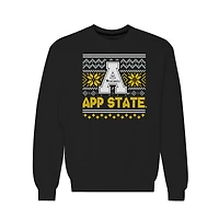 Men's  Black Appalachian State Mountaineers Holiday Fleece Crewneck Sweatshirt