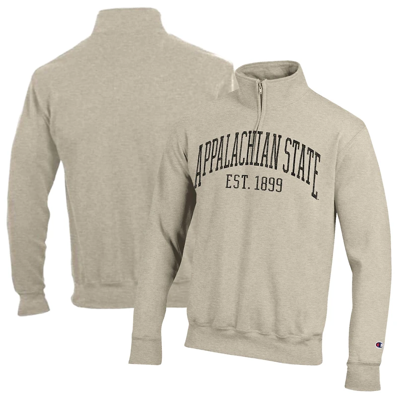 Pull à col zippé Champion crème pour homme, modèle Appalachian State Mountaineers, date de création