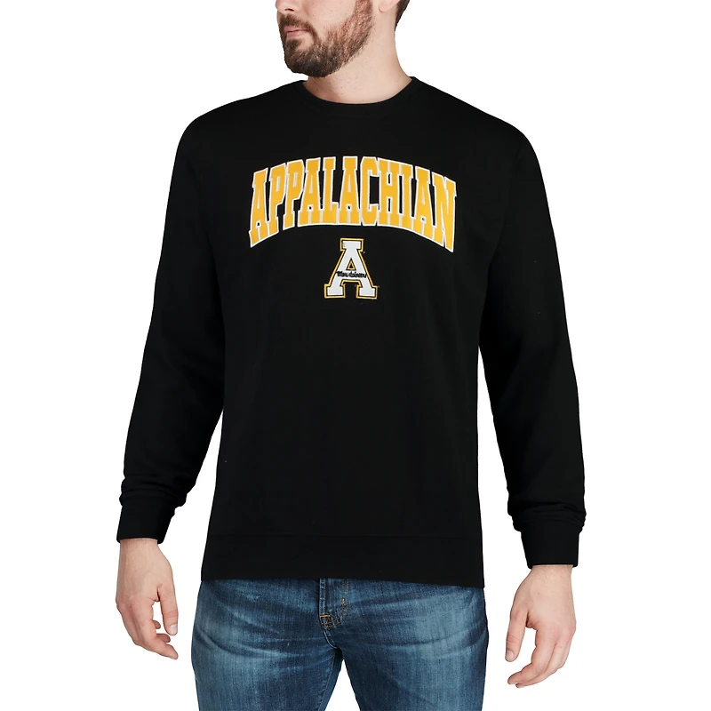 Men's Colosseum Black Appalachian State Mountaineers Arch & Logo Crew Neck Sweatshirt
