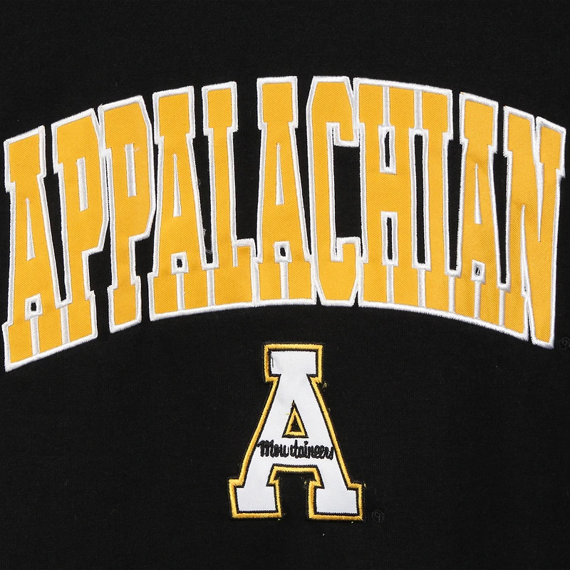 Men's Colosseum Black Appalachian State Mountaineers Arch & Logo Crew Neck Sweatshirt