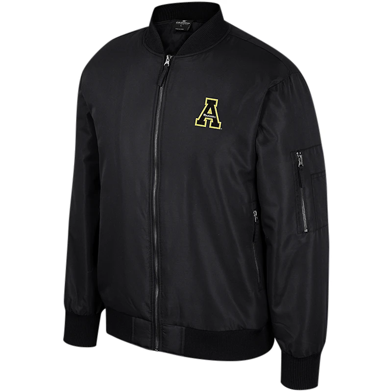 Blouson aviateur entièrement zippé Colosseum pour hommes, noir, Appalachian State Mountaineers