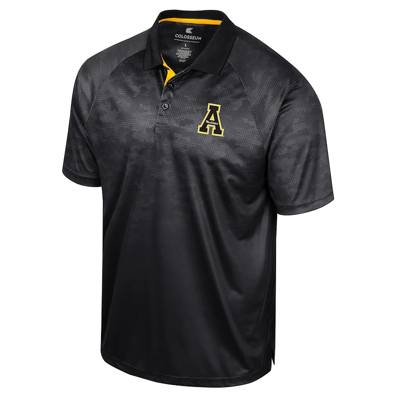 Men's Colosseum Black Appalachian State Mountaineers Honeycomb Raglan Polo