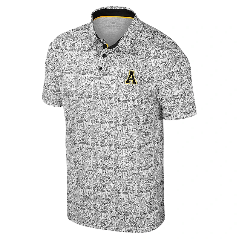 Colosseum Black Appalachian State Mountaineers pour hommes Il est temps ! Polo imprimé sur toute la surface