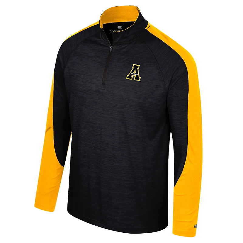 Men's Colosseum Black Appalachian State Mountaineers Langmore Raglan Quarter-Zip Top