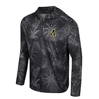Men's Colosseum Black Appalachian State Mountaineers Palms Printed Lightweight Quarter-Zip Hooded Top