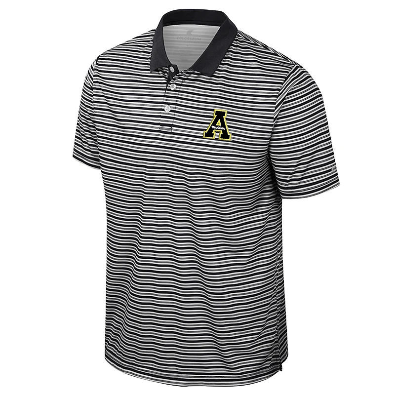 Polo rayé noir Colosseum pour homme des Appalachian State Mountaineers