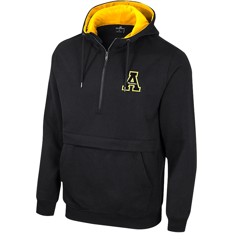 Pull à capuche demi-zip de l'équipe Colosseum Black Appalachian State Mountaineers pour hommes