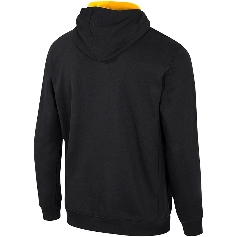 Pull à capuche demi-zip de l'équipe Colosseum Black Appalachian State Mountaineers pour hommes