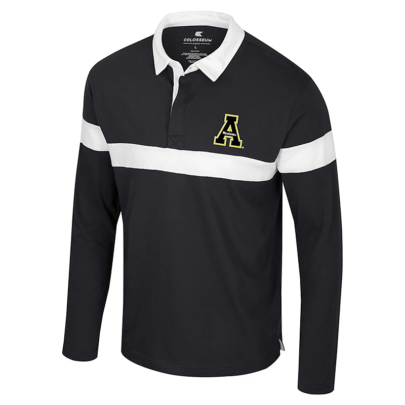 Polo à manches longues noir Colosseum pour homme Appalachian State Mountaineers Too Cool For School