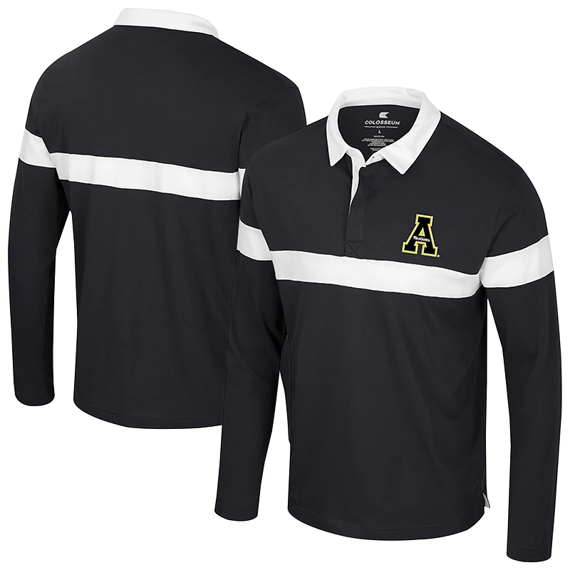 Polo à manches longues noir Colosseum pour homme Appalachian State Mountaineers Too Cool For School