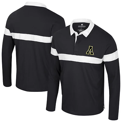 Polo à manches longues noir Colosseum pour homme Appalachian State Mountaineers Too Cool For School
