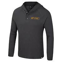 T-shirt à capuche manches longues Henley pour homme Colosseum Charcoal Appalachian State Mountaineers Dujour Ralgan