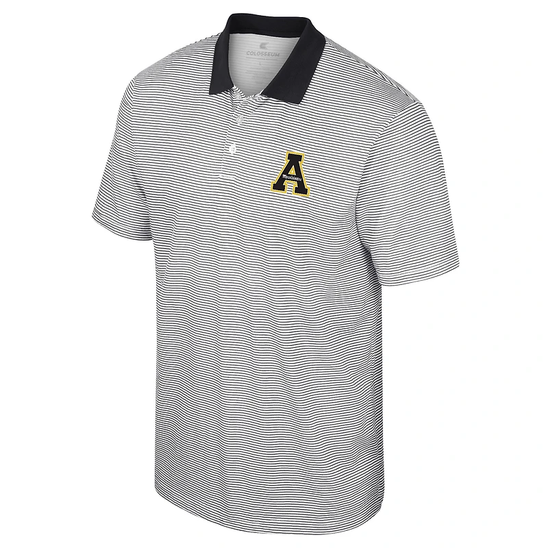 Men's Colosseum White/Black Appalachian State Mountaineers Print Stripe Polo