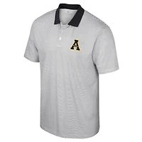 Men's Colosseum White/Black Appalachian State Mountaineers Print Stripe Polo