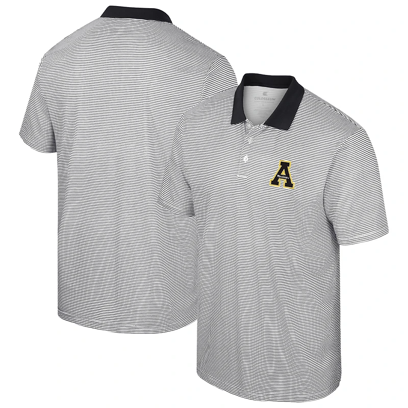 Men's Colosseum White/Black Appalachian State Mountaineers Print Stripe Polo