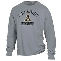 Men's ComfortWash Gray Appalachian State Mountaineers Arch Logo Garment Dyed Long Sleeve T-Shirt