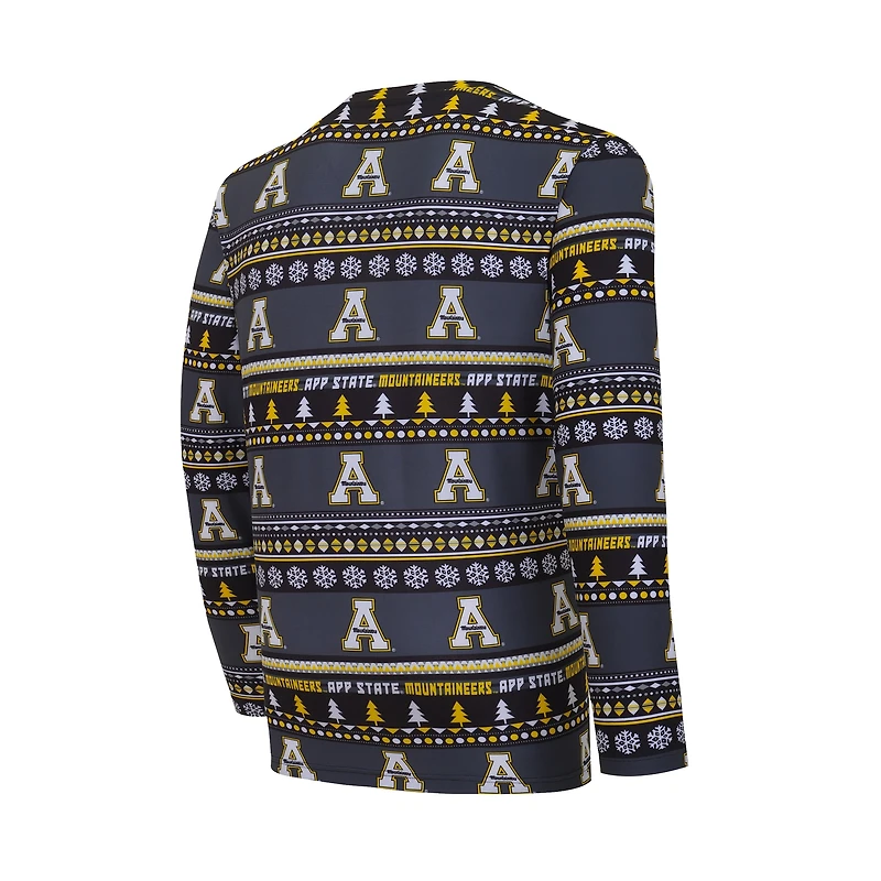 Ensemble de nuit Concepts Sport noir pour homme, haut à manches longues et pantalon pivotant Appalachian State Mountaineers