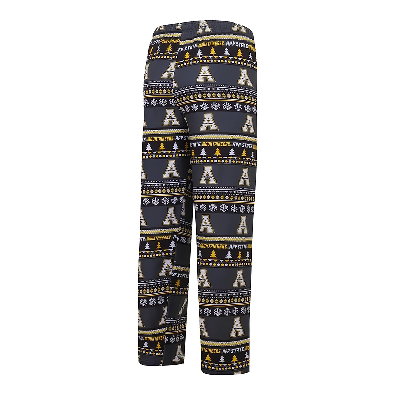 Men's Concepts Sport Black Appalachian State Mountaineers Swivel Long Sleeve Top & Pants Sleep Set
