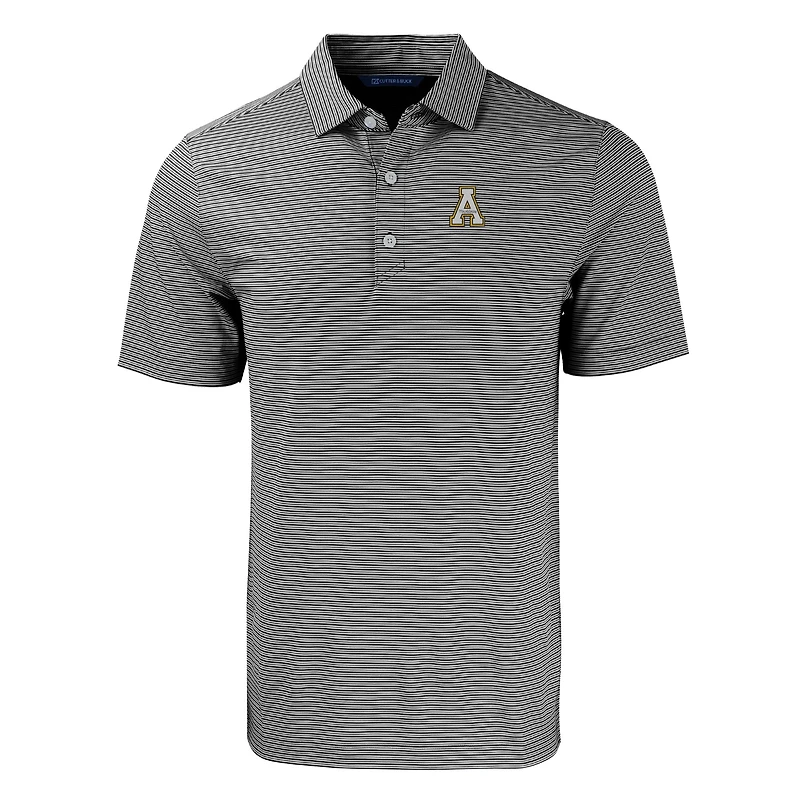Polo extensible recyclé à double rayure Forge Eco pour homme, noir/blanc, des Appalachian State Mountaineers, grandes tailles