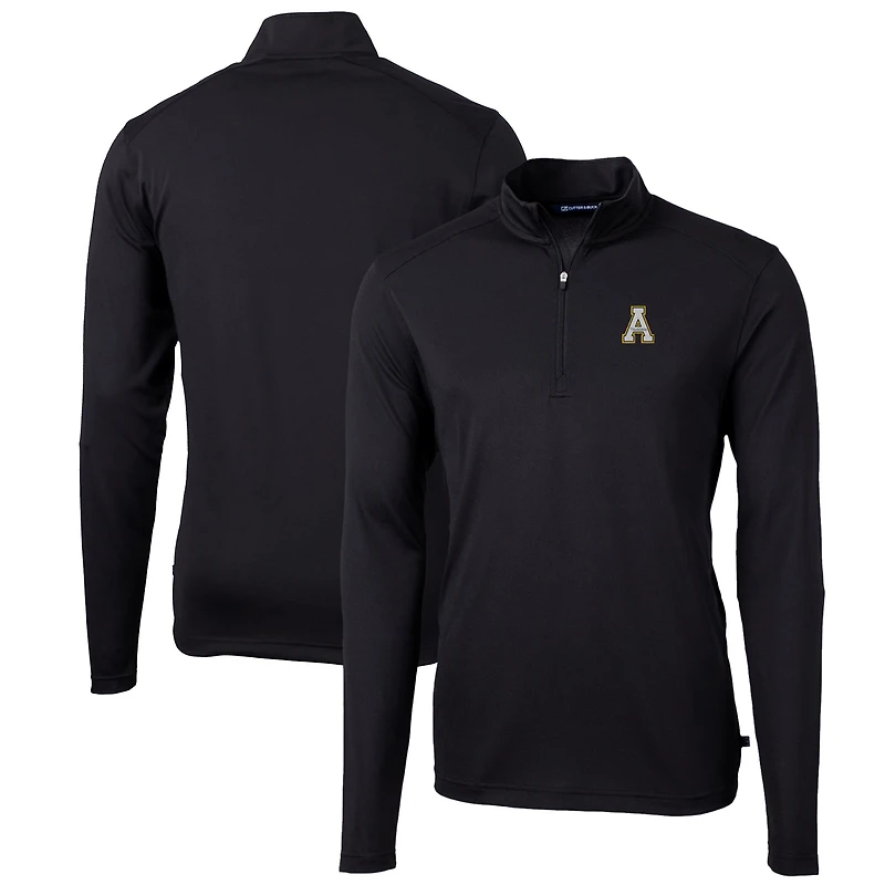 Men's Cutter & Buck Black Appalachian State Mountaineers Big Tall Virtue Eco Pique Recycled Quarter-Zip Pullover Top