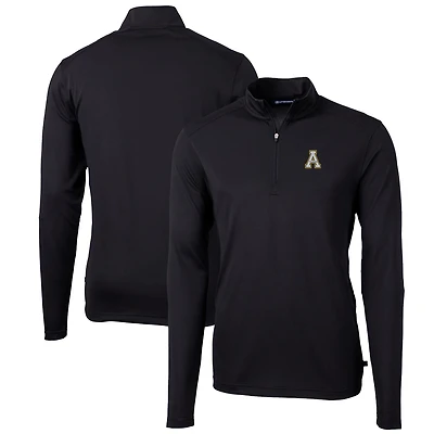 Men's Cutter & Buck Black Appalachian State Mountaineers Big Tall Virtue Eco Pique Recycled Quarter-Zip Pullover Top
