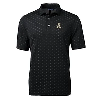 Polo recyclé à imprimé carreaux écologiques Cutter & Buck Black Appalachian State Mountaineers pour homme, grandes tailles