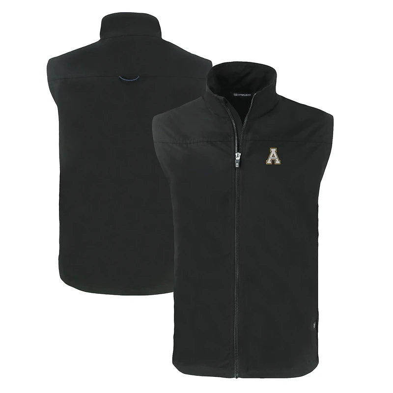 Men's Cutter & Buck  Black Appalachian State Mountaineers Charter Eco Recycled Full-Zip Vest