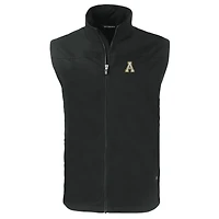 Men's Cutter & Buck  Black Appalachian State Mountaineers Charter Eco Recycled Full-Zip Vest