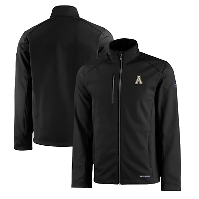 Men's Cutter & Buck  Black Appalachian State Mountaineers Evoke Eco Softshell Recycled Full-Zip Jacket