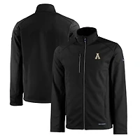 Veste zippée intégrale en softshell recyclée noire Evoke Eco pour homme des Appalachian State Mountaineers de Cutter & Buck