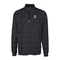Men's Cutter & Buck Black Appalachian State Mountaineers Traverse Camo Print Stretch Quarter-Zip Pullover Top
