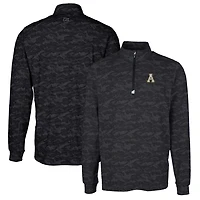 Men's Cutter & Buck Black Appalachian State Mountaineers Traverse Camo Print Stretch Quarter-Zip Pullover Top