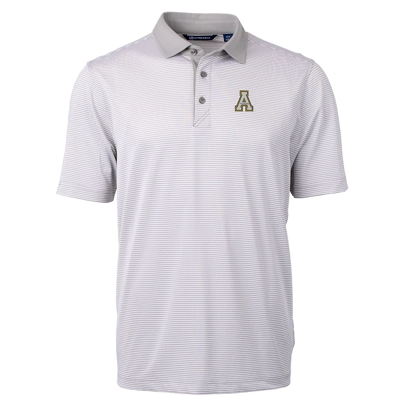 Polo recyclé à micro-rayures en piqué écologique pour homme, coupeur et buck, gris/blanc, des Appalachian State Mountaineers, taille grande