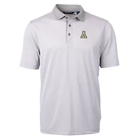 Polo recyclé à micro-rayures en piqué écologique pour homme, coupeur et buck, gris/blanc, des Appalachian State Mountaineers, taille grande