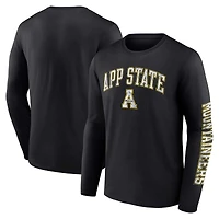 T-shirt à manches longues noir Fanatics Appalachian State Mountaineers pour hommes, arche en détresse sur logo