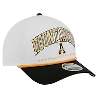 Men's New Era White/Black Appalachian State Mountaineers Arch Two-Tone Rope 9FORTY A-Frame M-Crown Adjustable Hat
