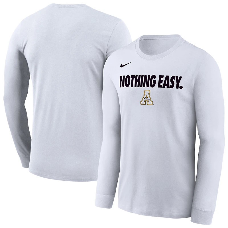 Men's Nike White Appalachian State Mountaineers 2025 On-Court Bench Long Sleeve T-Shirt